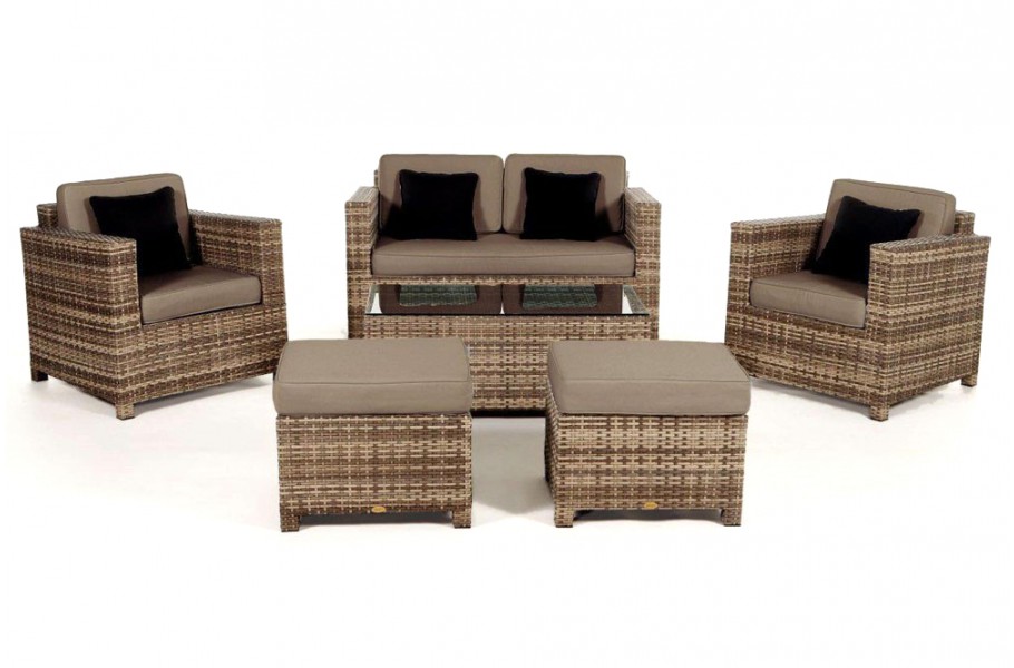 Rattan Gartenmöbel: Luxury Delux Lounge, Überzug Sandbraun