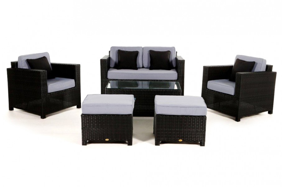 Rattan Lounge Luxury Deluxe Überzug Blau