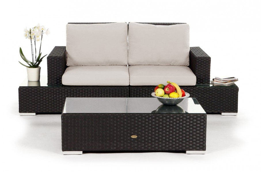 Rattan Gartenmöbel Media Luna Überzugset beige