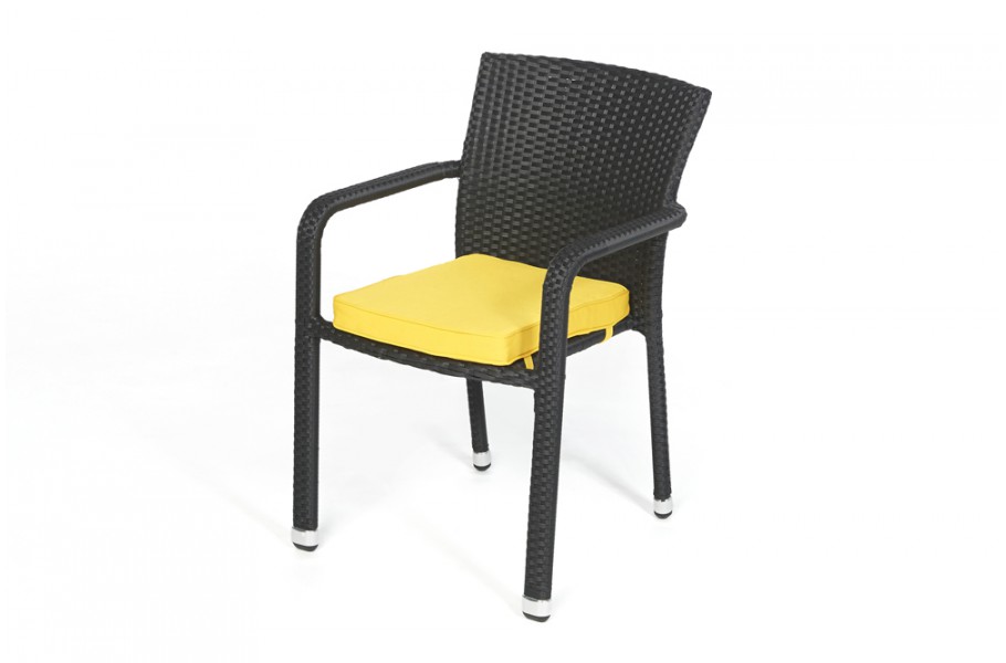 Rattan Stuhl Miami Polsterbezug Gelb