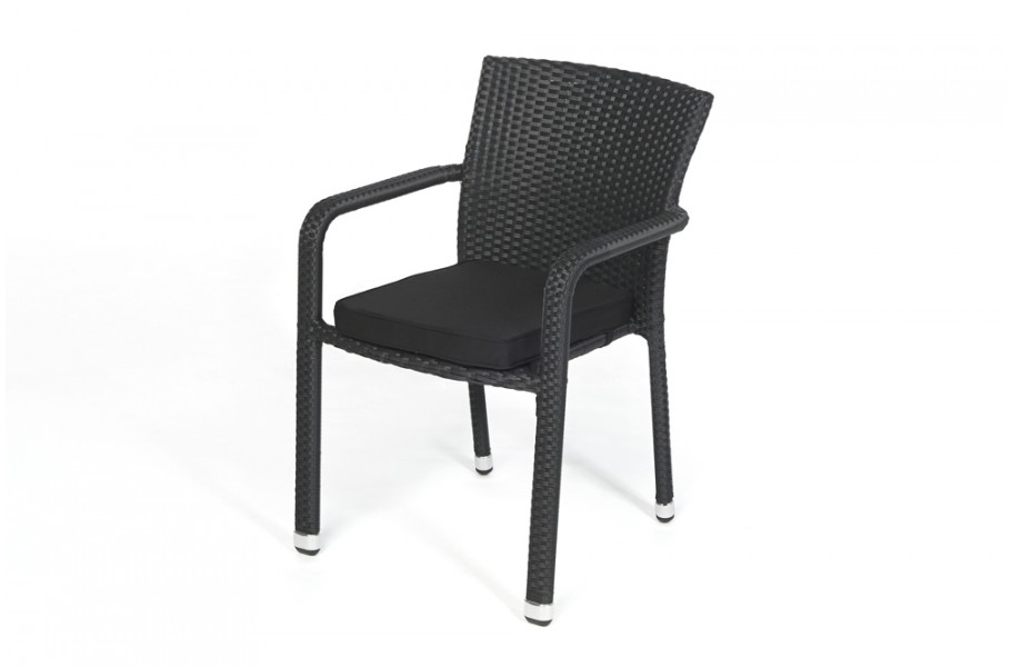 Rattan Stuhl Miami Polsterbezug Schwarz