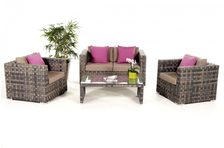 Rattan Gartenmöbel: Mosaik Lounge Graubraun