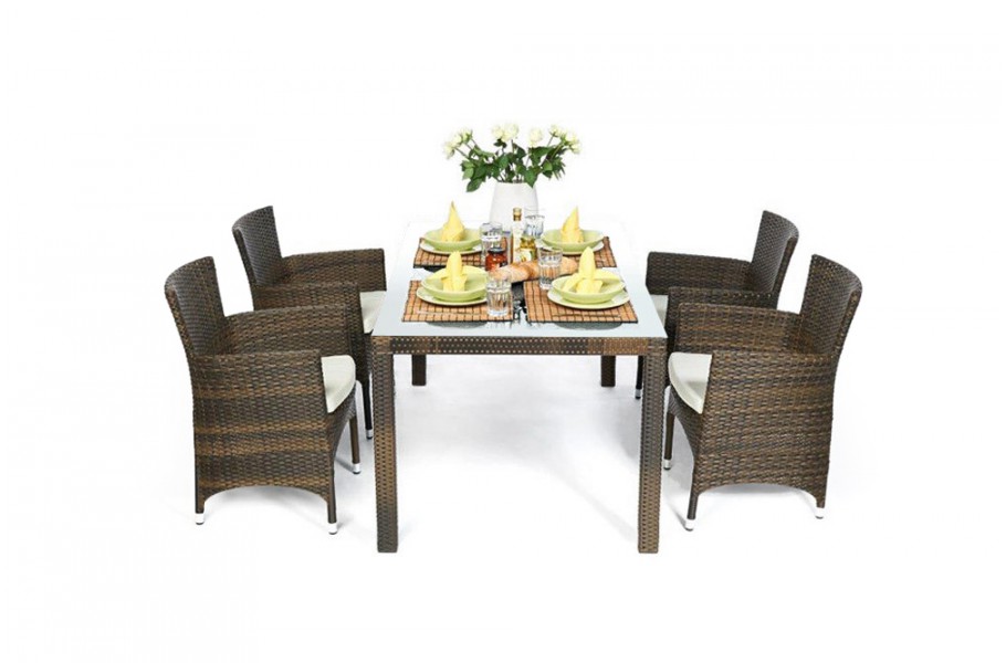 Rattan Gartenmöbel Tische und Stühle Nairobi 180 mixed braun