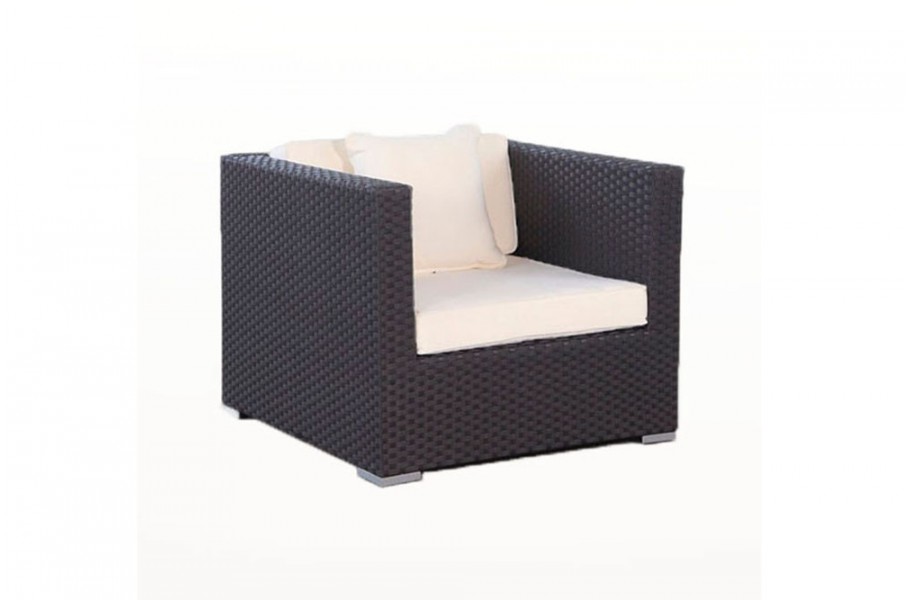 Rattan Gartenmöbel: Chefsessel Schwarz