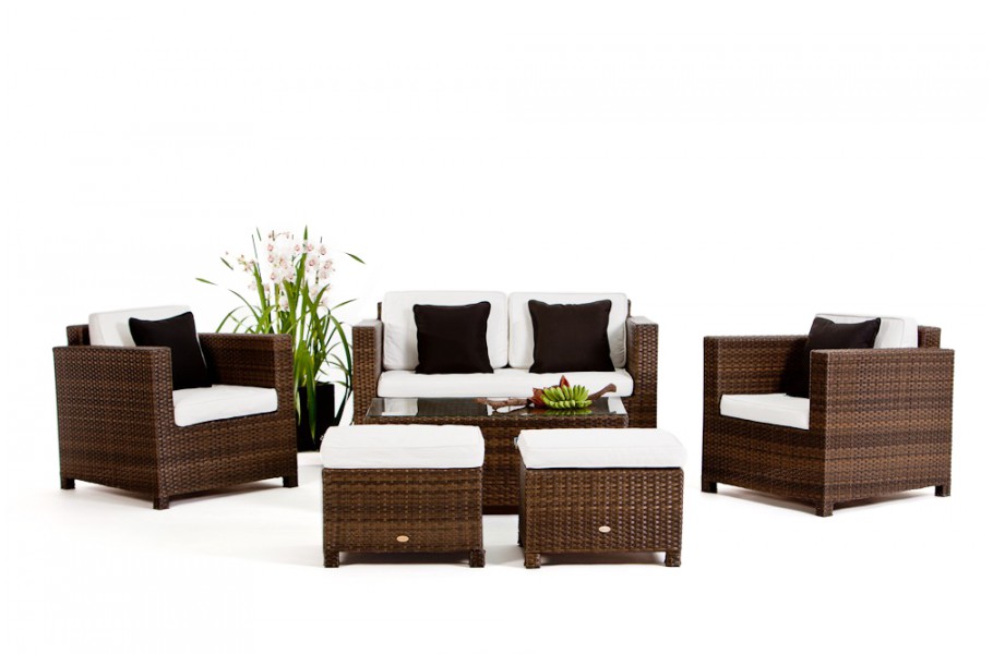 Rattan Gartenmöbel Luxury Deluxe Lounge braun