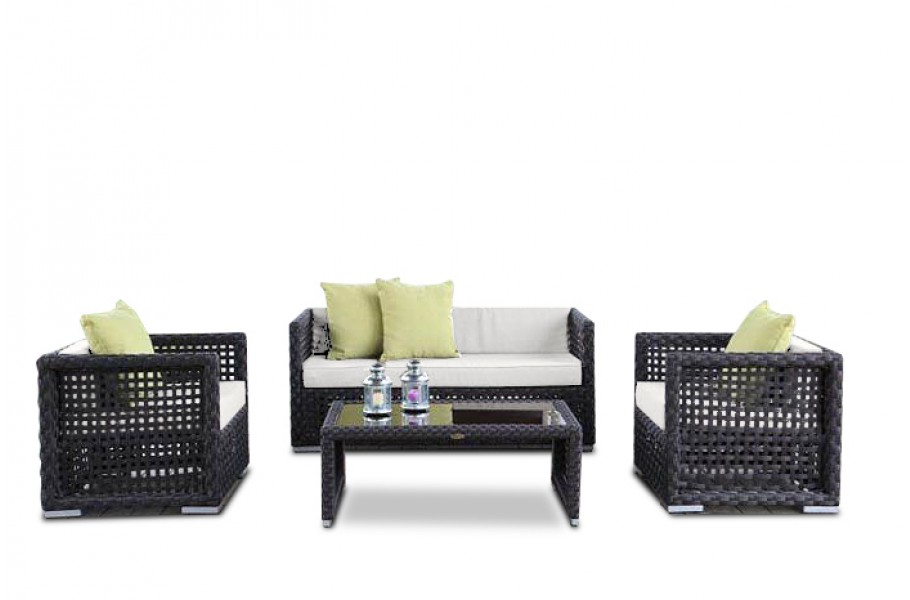 Rattan Gartenmöbel Lounge Morena Überzug beige