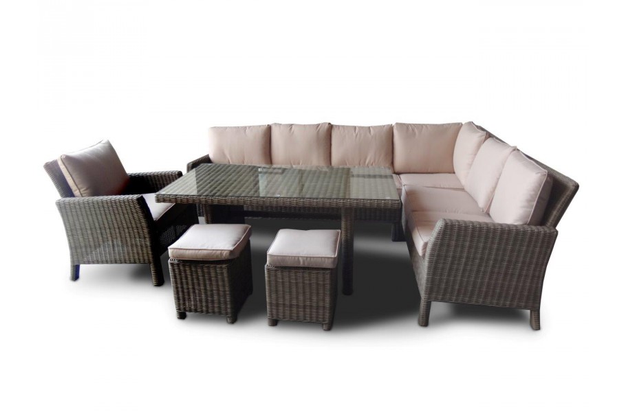 Rattan Gartentisch Rattan Lounge Dining Manchester natural round