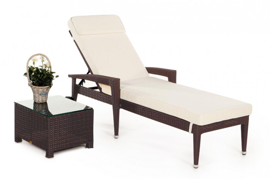 Beistelltisch für die Rattan Sonnenliege Florenz Braun