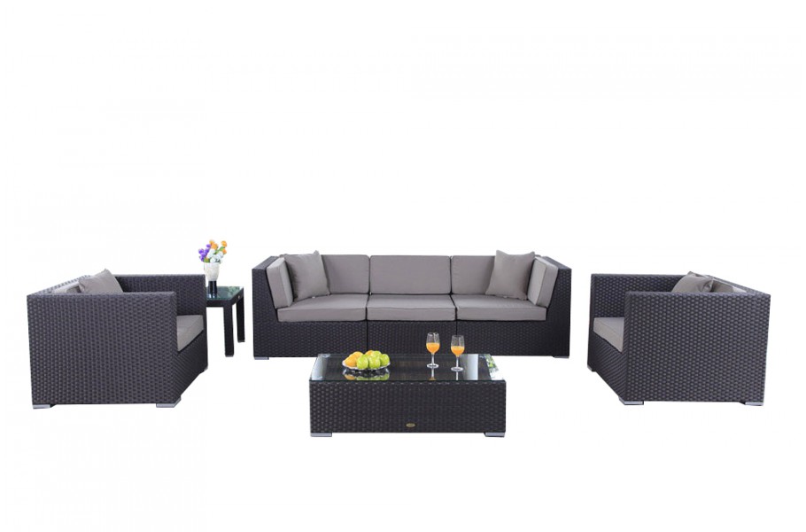 Cabana Rattan Lounge Braun Überzug Sandbraun