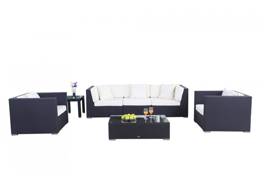 Cabana Rattan Lounge Schwarz