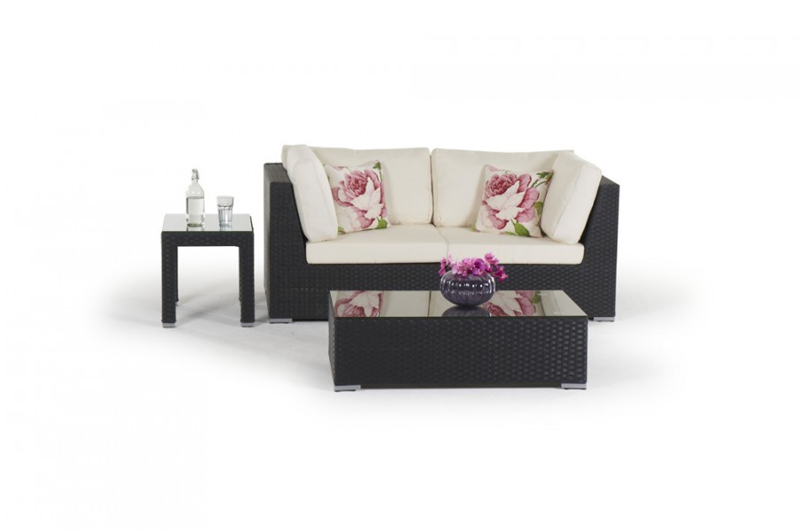 Sunset Rattan Gartenmöbel Lounge schwarz