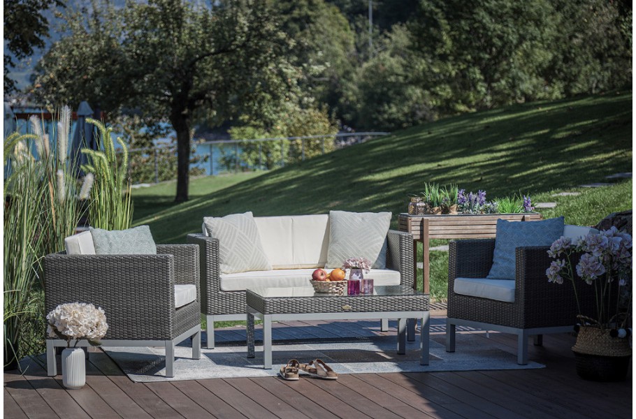 Rattan Lounge graubraun