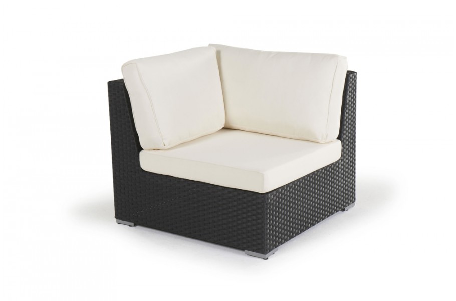 Newcastle Rattan Lounge Gartenmöbel Eckteil schwarz