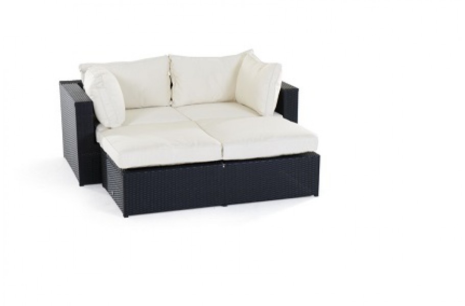 rattan lounge panda schwarz polsterbezug beige