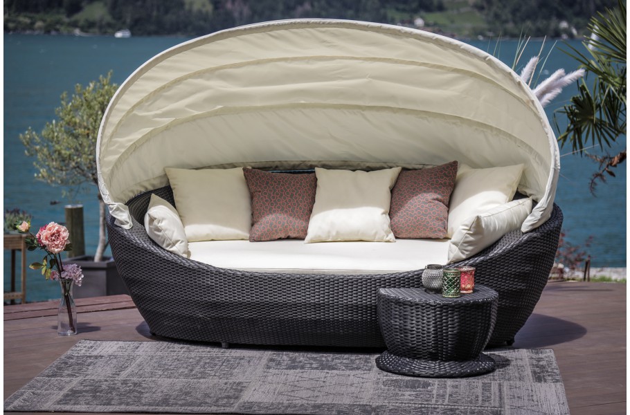Rattan Strandkorb Dreamland schwarz