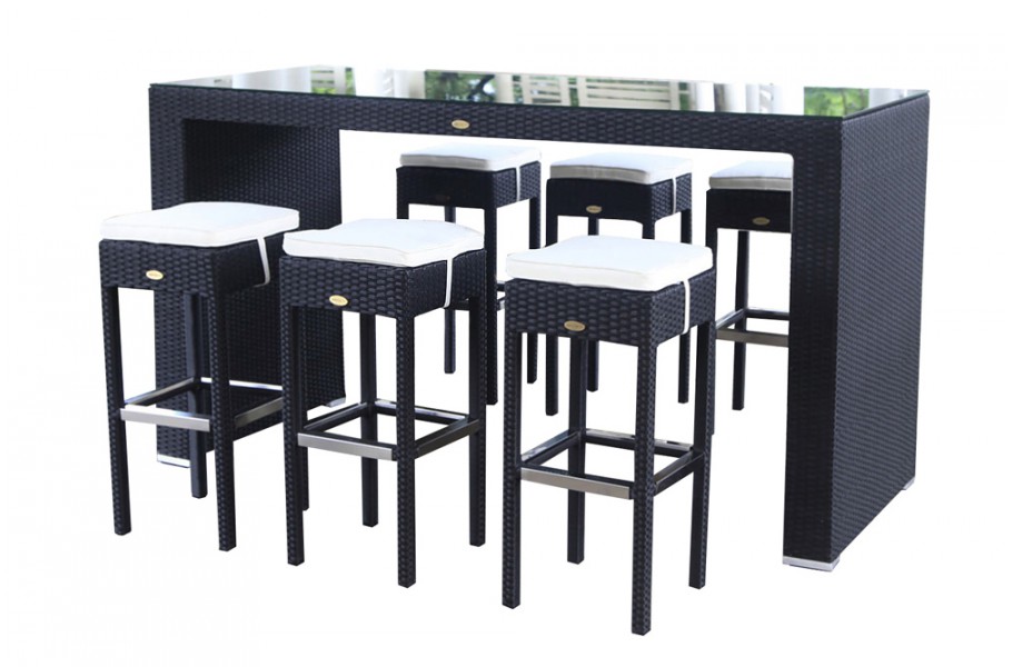 Rattan Gartenmöbel Bar Dining Schwarz