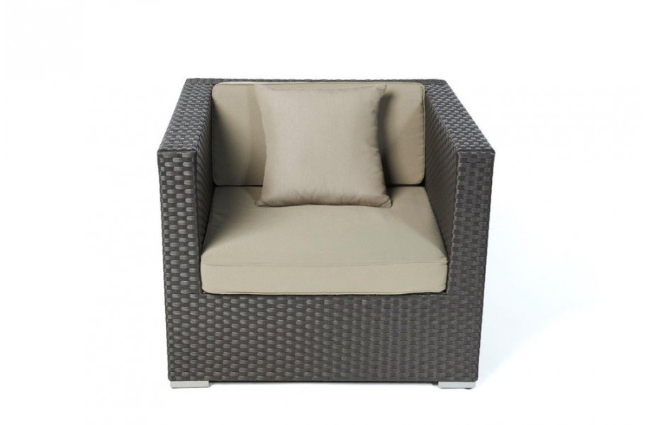Rattan Gartenmöbel: Chefsessel Braun