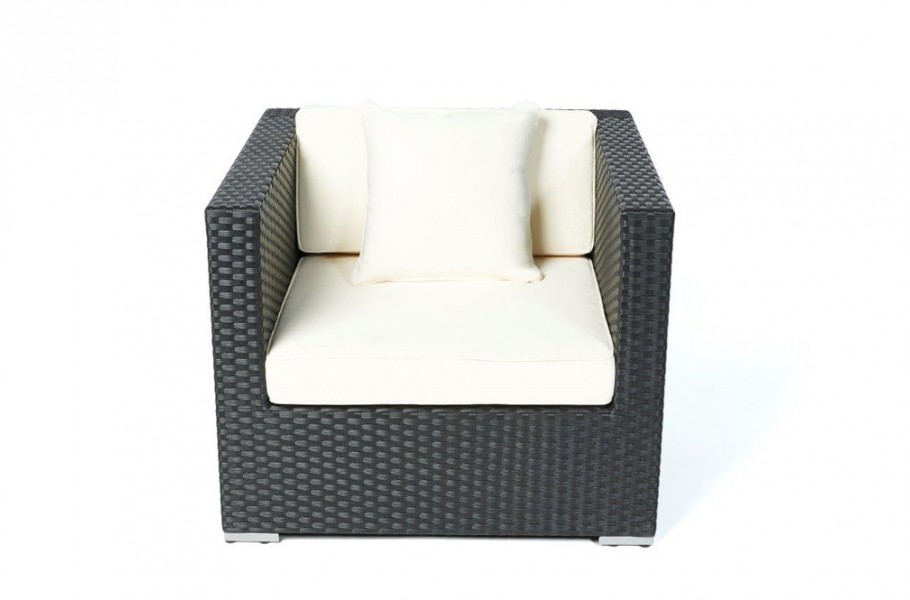Rattan Gartenmöbel: Chefsessel Schwarz
