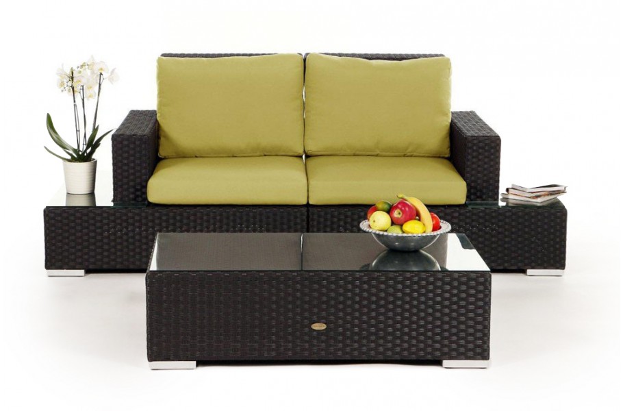 Rattan Gartenmöbel Media Luna Überzug Set Lime