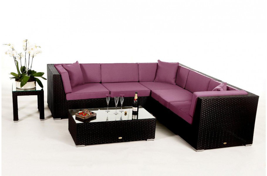 Shangrila Rattan Lounge: Überzugsset Lila