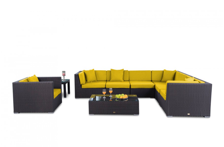Rattan Lounge Tranquillo Loungepolster Überzug gelb
