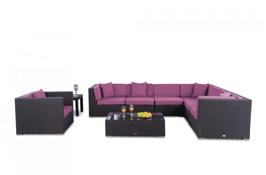 Rattan Lounge Tranquillo Loungepolster Überzug lila