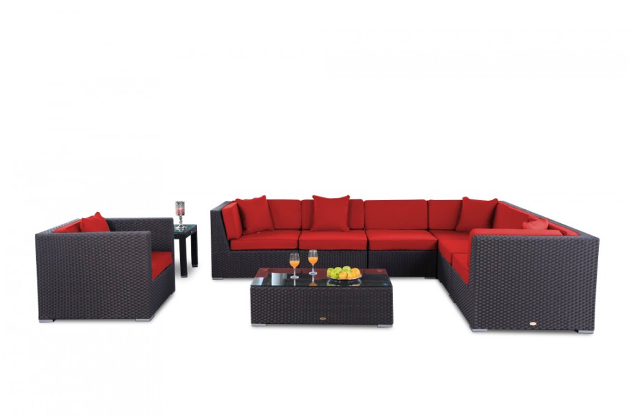 Rattan Lounge Tranquillo Loungepolster Überzug rot