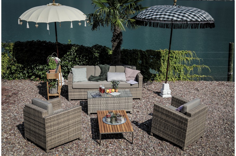 Rattanlounge Luxury 3er Lounge natural