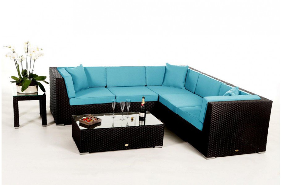 Shangrila Rattan Lounge: Überzugsset Aqua