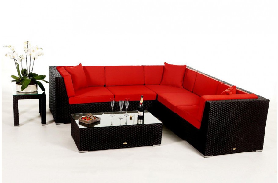 Shangrila Rattan Lounge: Überzugsset Rot