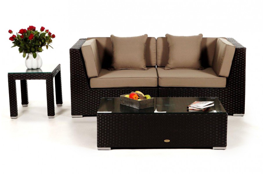 Rattansofa für draussen Sunrise braun