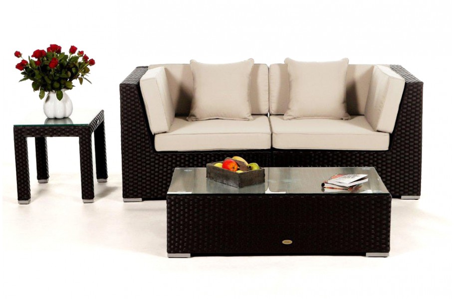 Rattansofa für draussen Sunrise schwarz