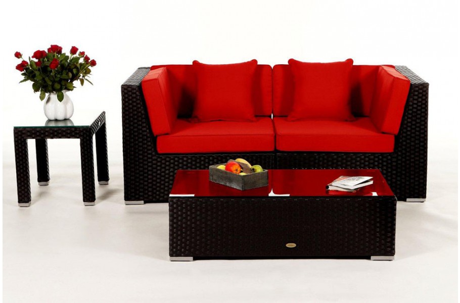 Sunrise Rattan Lounge: Polsterbezug Rot
