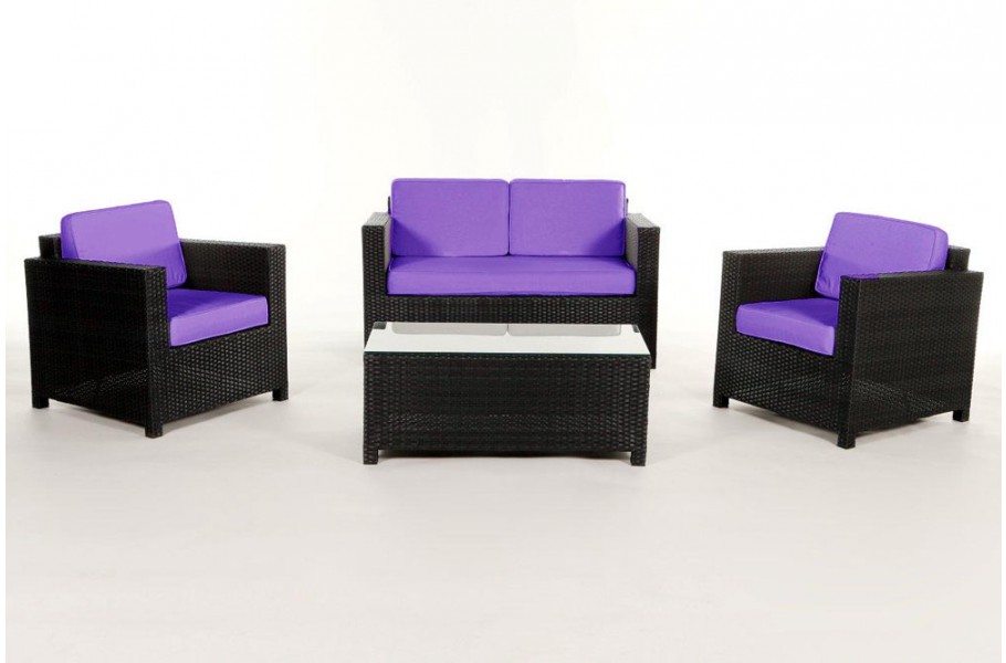 Rattan Gartenmöbel: Überzugsset Violett für Luxury Lounge