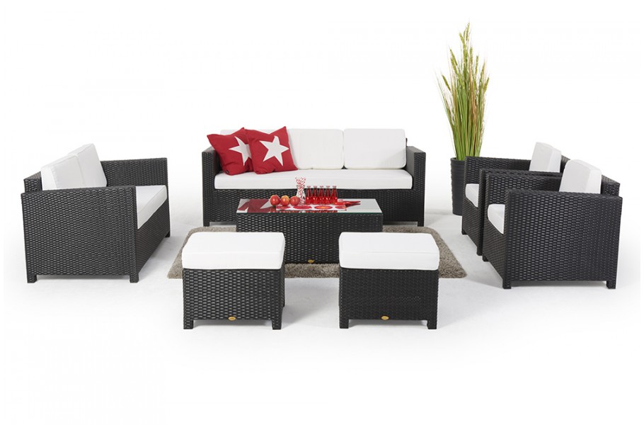 Westham Deluxe Gartenmöbel Lounge schwarz Polster beige