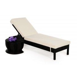 Adria Rattan Gartenmöbel Liege Beistellhocker Schwarz