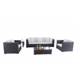Rattan Gartenmöbel Birmingham 3er Special Polsterbezug Beige
