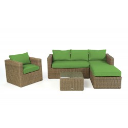 Brooklyn Rattan Lounge Natural round Überzug Grün