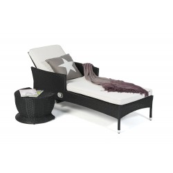 Brooklyn Rattan Liege Beistellhocker Schwarz