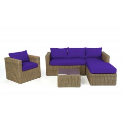 Brooklyn Rattan Lounge Natural round Überzug Violett