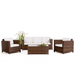 Luxury Rattan Gartenmöbel 3er Lounge Braun