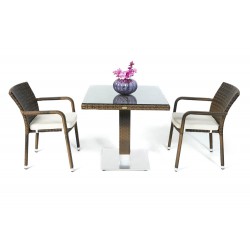 Balcony & Orlando Rattan Gartentisch Set Mix Braun