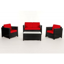 Luxury Rattan Gartenmöbel Lounge Überzugset Rot