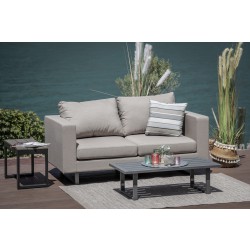 Allwetter 2er Sofa Andorra mit hoher Rückenlehne sandbraun