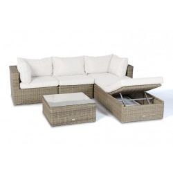 Rattan Gartenmöbel Kuala natural Polsterbezug Beige