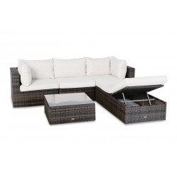 Rattan Gartenmöbel Kuala braun Polsterbezug Beige