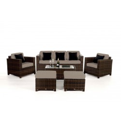 Luxury Deluxe 3er Rattan Lounge Überzugset Sandbraun