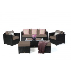 Luxury Deluxe 3er Rattan Lounge Überzugset Sandbraun