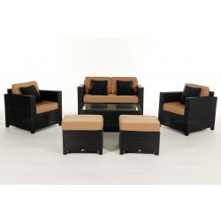 Luxury Deluxe Rattan Gartenmöbel Lounge Überzugset Caramel