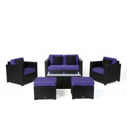 Luxury Deluxe Rattan Gartenmöbel Lounge Überzugset Violett